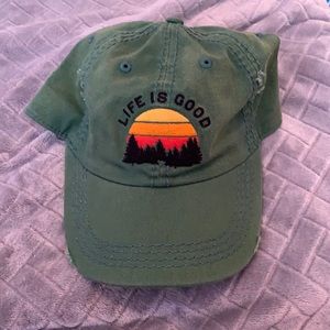 Distressed green life is good baseball hat